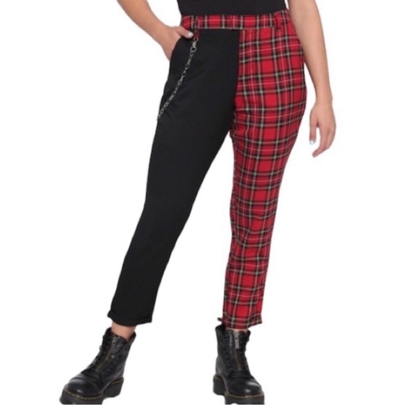 NWT Hot Topic split punk plaid pants Sz 5 26/28 - Picture 1 of 8